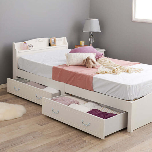 ベッド 可愛い 白 シングル お姫様系 組み立て 簡単 - flatoo(フラトゥー)コンパクト商品専門店