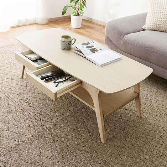 センターテーブル 110cm 長方形 おしゃれ 角丸 棚付き flatoo(フラトゥー )コンパクト商品専門店