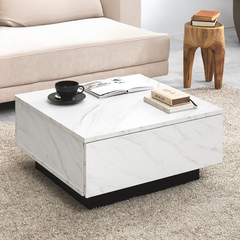 センターテーブル 昇降式 ローテーブル 70cm 90cm収納 引き出し 石目調