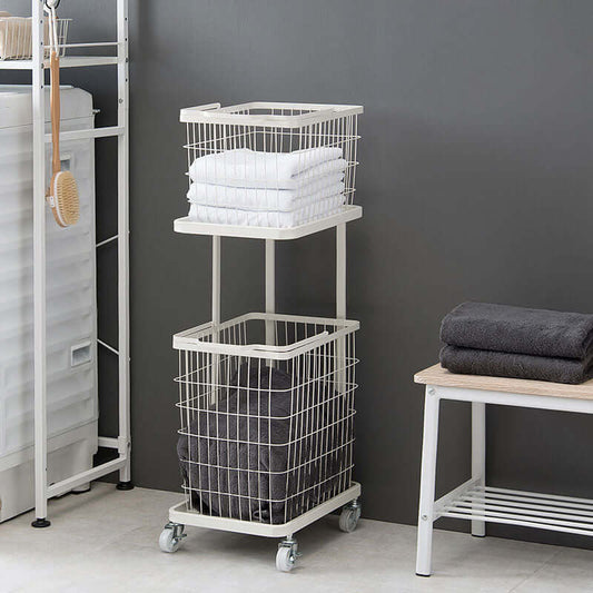 ランドリーバスケット 2段 スリム 30cm キャスター付き - flatoo(フラトゥー)コンパクト商品専門店