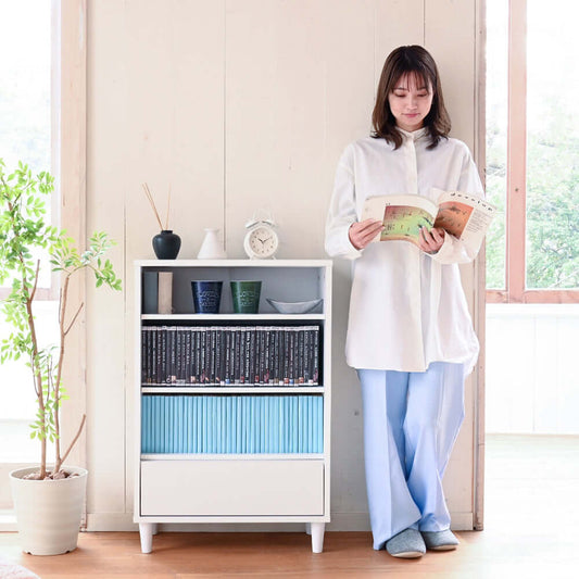 本棚 引き出し付き スリム リビングチェスト コンパクト 奥行30cm flatoo(フラトゥー )コンパクト商品専門店