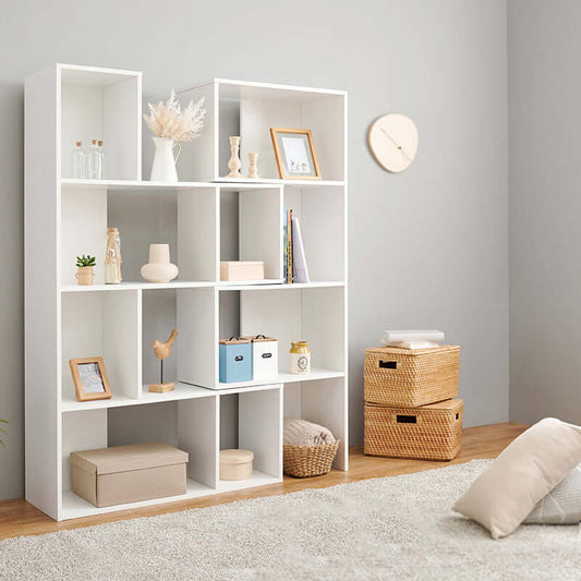 伸縮式ラック 4段 木製 スリム シェルフ オープンラック 収納 薄型 白 茶 flatoo(フラトゥー)コンパクト商品専門店