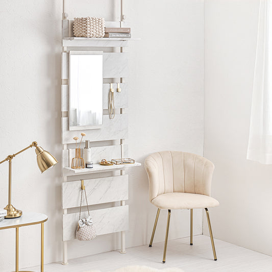 ウォールシェルフ 突っ張り ミラー付き 鏡 棚 壁面収納 賃貸 簡単設置 40 60 80cm