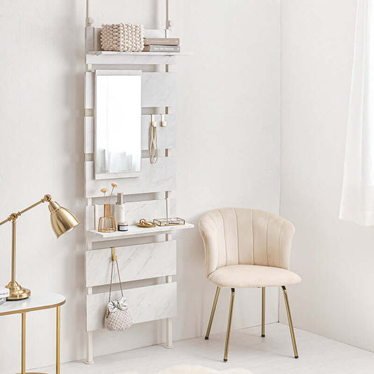 ウォールシェルフ 突っ張り ミラー付き 鏡 棚 壁面収納 賃貸 簡単設置 40 60 80cm flatoo(フラトゥー )コンパクト商品専門店