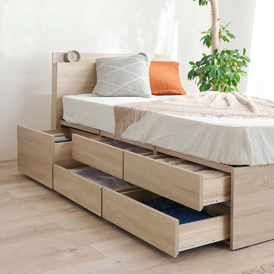 チェストベッド シングル 大容量 宮棚 コンセント付き 引出し5杯 flatoo(フラトゥー )コンパクト商品専門店