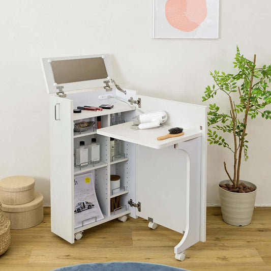 折りたたみ デスク コンパクト ドレッサー 収納 キャスター 子供 白 flatoo(フラトゥー )コンパクト商品専門店