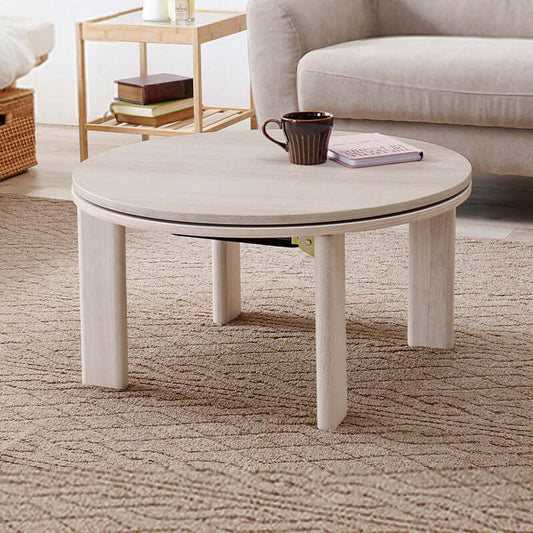 こたつ 円形 丸型 コンパクト 68 小さい かわいい ラウンド 白 ナチュラル