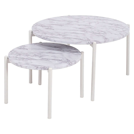 ネストテーブル 丸型 大理石 白 黒 ホワイト コンパクト 軽い 65cm flatoo(フラトゥー )コンパクト商品専門店