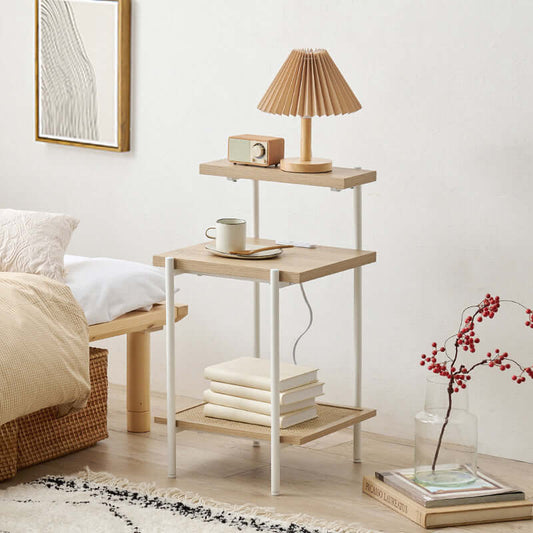 ナイトテーブル おしゃれ コンセント 韓国 ベッド ナチュラル サイドテーブル flatoo(フラトゥー )家具、雑貨のコンパクト商品専門店