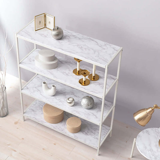 シェルフ おしゃれ 白 大理石 薄い スリム 高さ110 幅90 奥行30cm flatoo(フラトゥー )コンパクト商品専門店