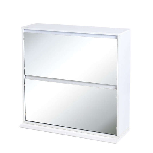 シューズボックス スリム おしゃれ 薄型 鏡付き ミラー 幅90 2段 16足 下駄箱 靴箱 ラック flatoo(フラトゥー )コンパクト商品専門店