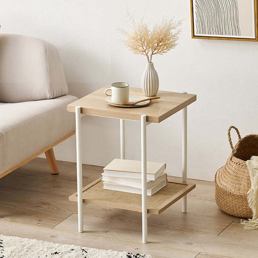 サイドテーブル おしゃれ ベッド ラタン 韓国 ナチュラル 高さ50cm flatoo(フラトゥー )コンパクト商品専門店