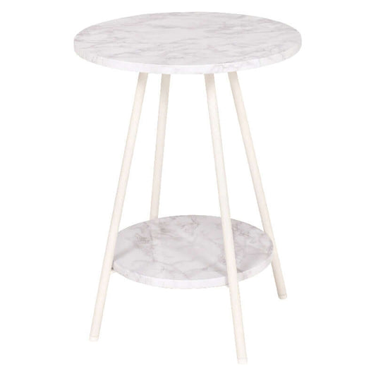 サイドテーブル 丸 コンパクト 幅40cm 高さ55cm 白 ベッド 木目 大理石 flatoo(フラトゥー )コンパクト商品専門店