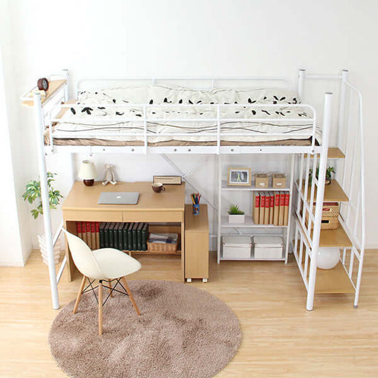 ロフトベッド 階段 ハイタイプ ロータイプ シングル 高さ調整 パイプ 100cm flatoo(フラトゥー)コンパクト商品専門店