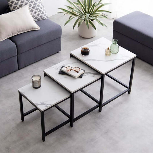 ネストテーブル 3点セット ローテーブル センターテーブル 大理石 flatoo(フラトゥー )コンパクト商品専門店