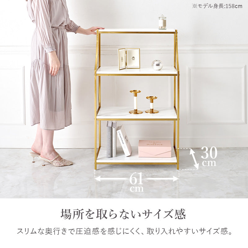シェルフ かわいい オープンラック 飾り棚 大理石 姫系