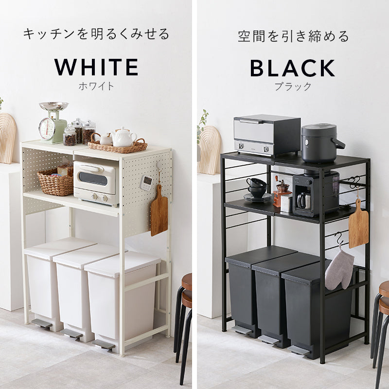 伸縮ゴミ箱上ラック 幅52〜87cm パネルタイプ・オープンタイプ レンジラック キッチンラック
