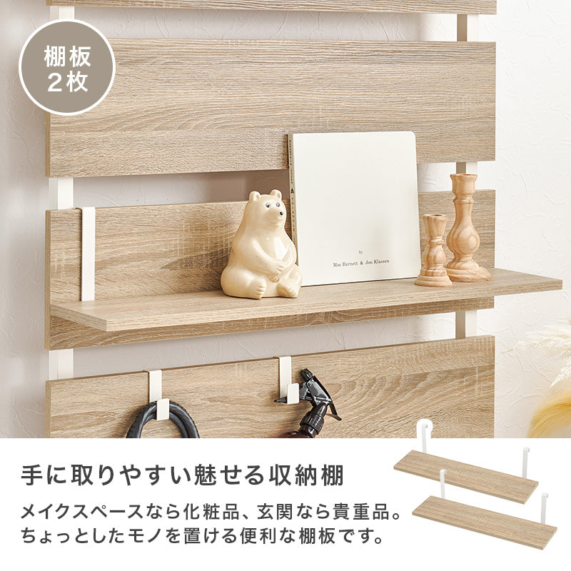 ウォールシェルフ 突っ張り ミラー付き 鏡 棚 壁面収納 賃貸 簡単設置 40 60 80cm