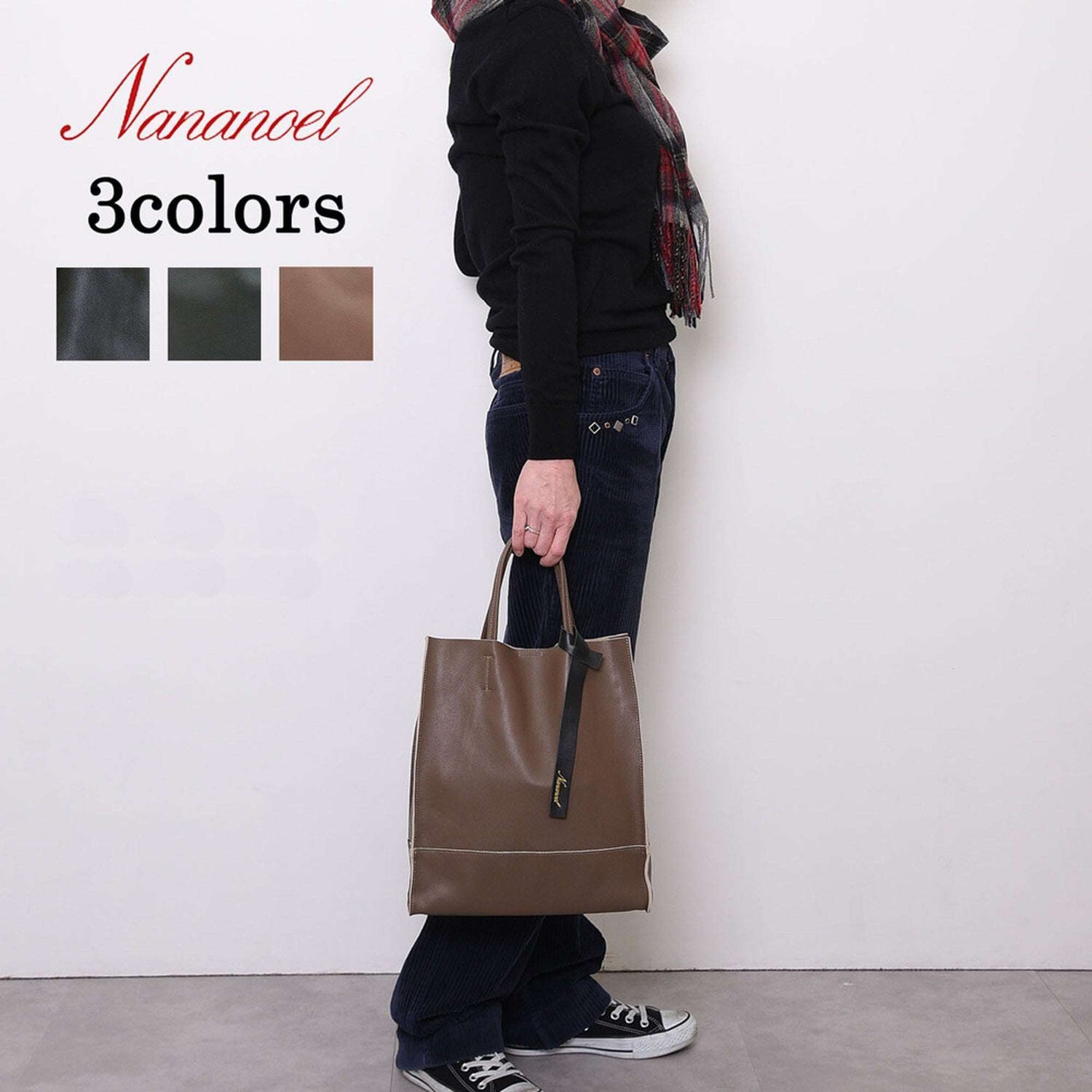 Nananoel emma 2WAYトートバッグ 巾着 本革 ショルダーバッグ メンズ レディース ナナノエル