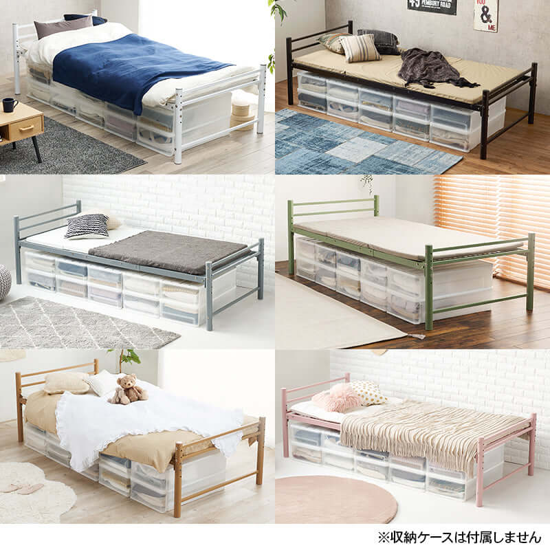 シングルベッド 収納付き ロングサイズ フレーム 高め ホワイト flatoo（フラトゥー ）家具、雑貨のコンパクト商品専門店